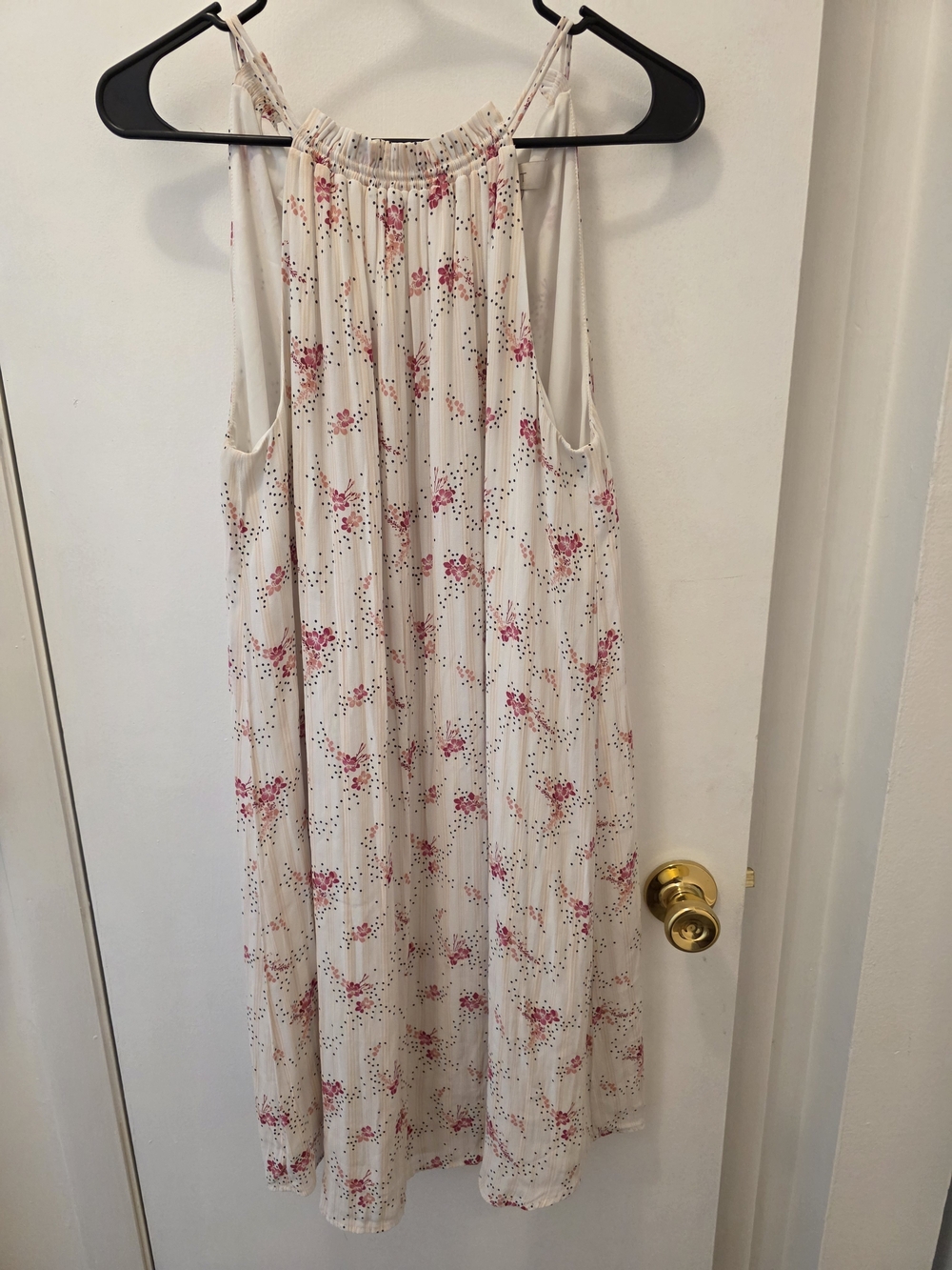 LOFT Cream Halter Dress with Pink Floral Print